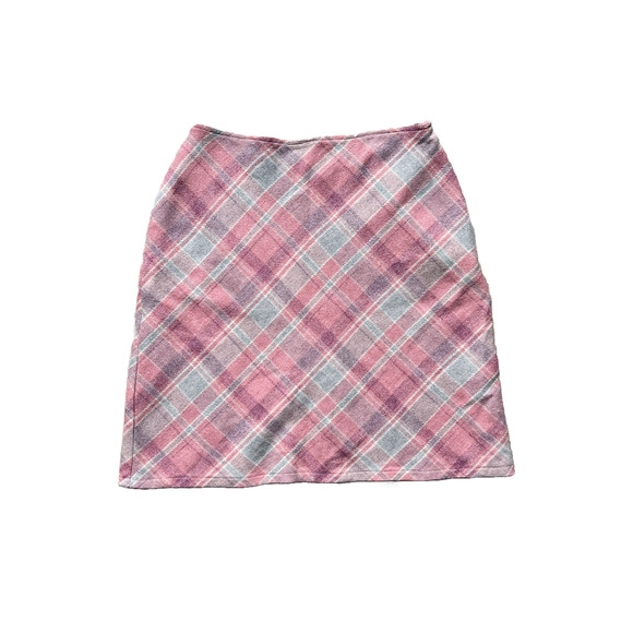 Vintage Y2K Tailor B. Moss Wool Skirt Size 8 Pink Plaid Academia Preppy Coquette - Picture 1 of 7